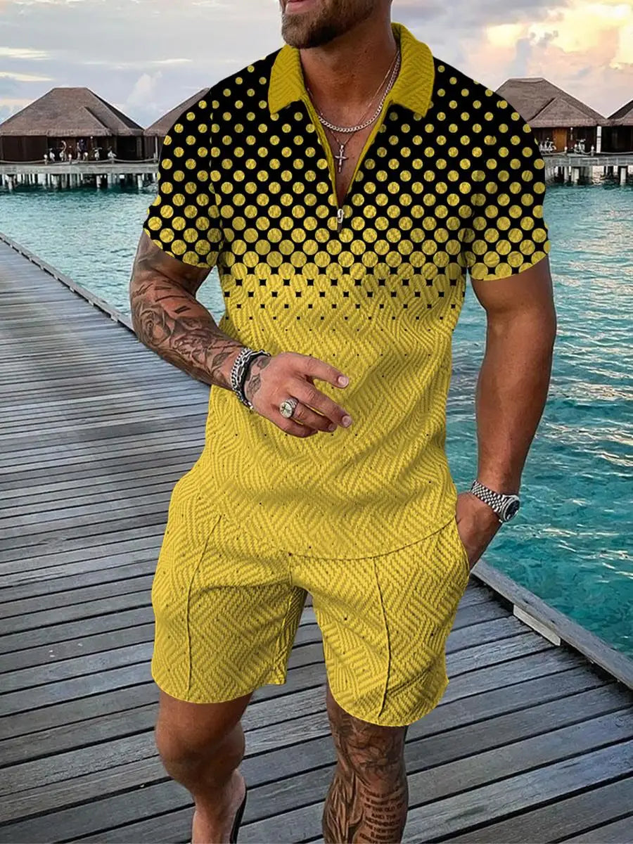 Men Polka Dot Shorts Set