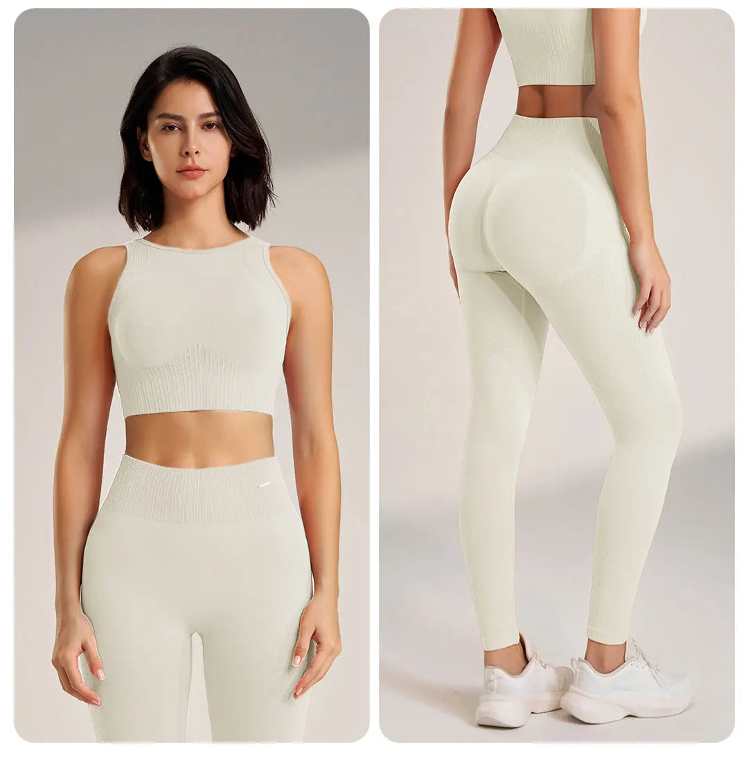 Women High Waist Leggings & Top Set
