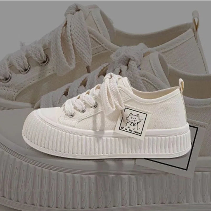 Women Canvas Shoes Soft Sole Lace Up Sneakers