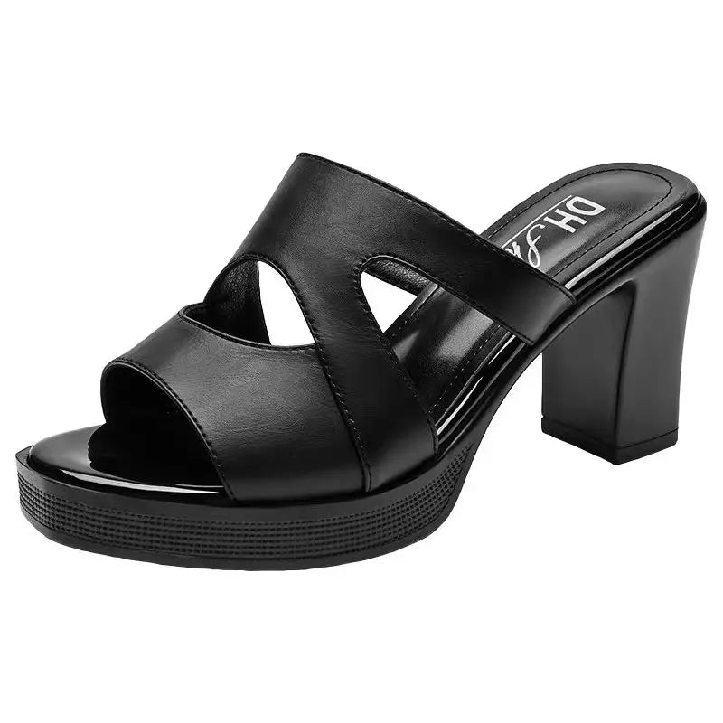 Black Leather Heeled Slides – Sexy & Comfortable 2025