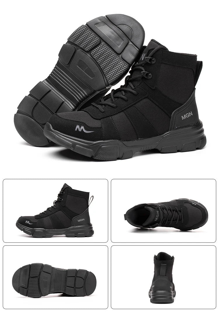 Women Safety Shoes Rotating Button Work Sneakers