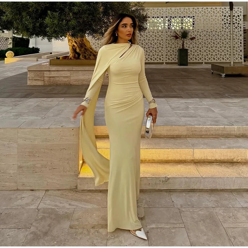 Women Pleated Ribbon Long Dress