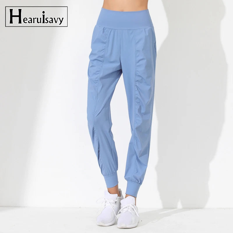 Hearuisavy Loose Quick-Dry Yoga Pants – Pleated Jogging Capris with Pockets
