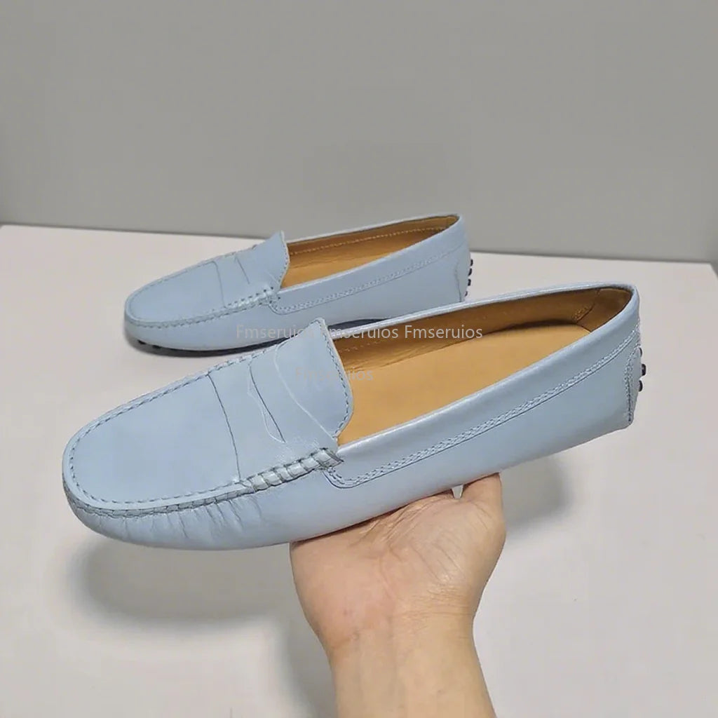 Women Flats 2025 Genuine Leather Slip-On Loafers