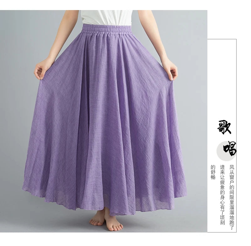 Women Linen Maxi Skirt