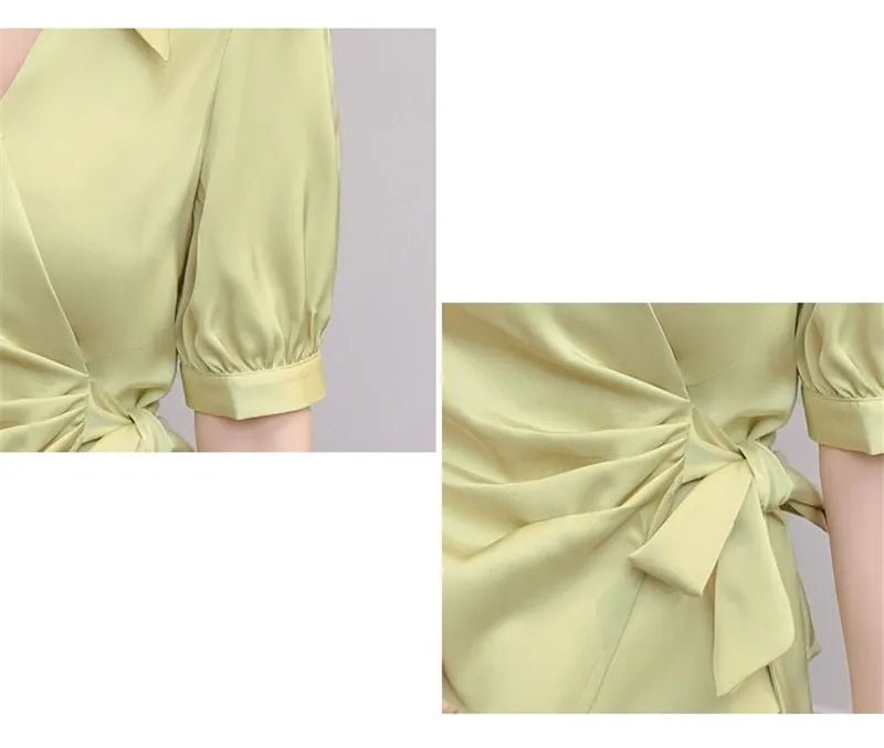 Chiffon V-Neck Short Sleeve Women's Jacket