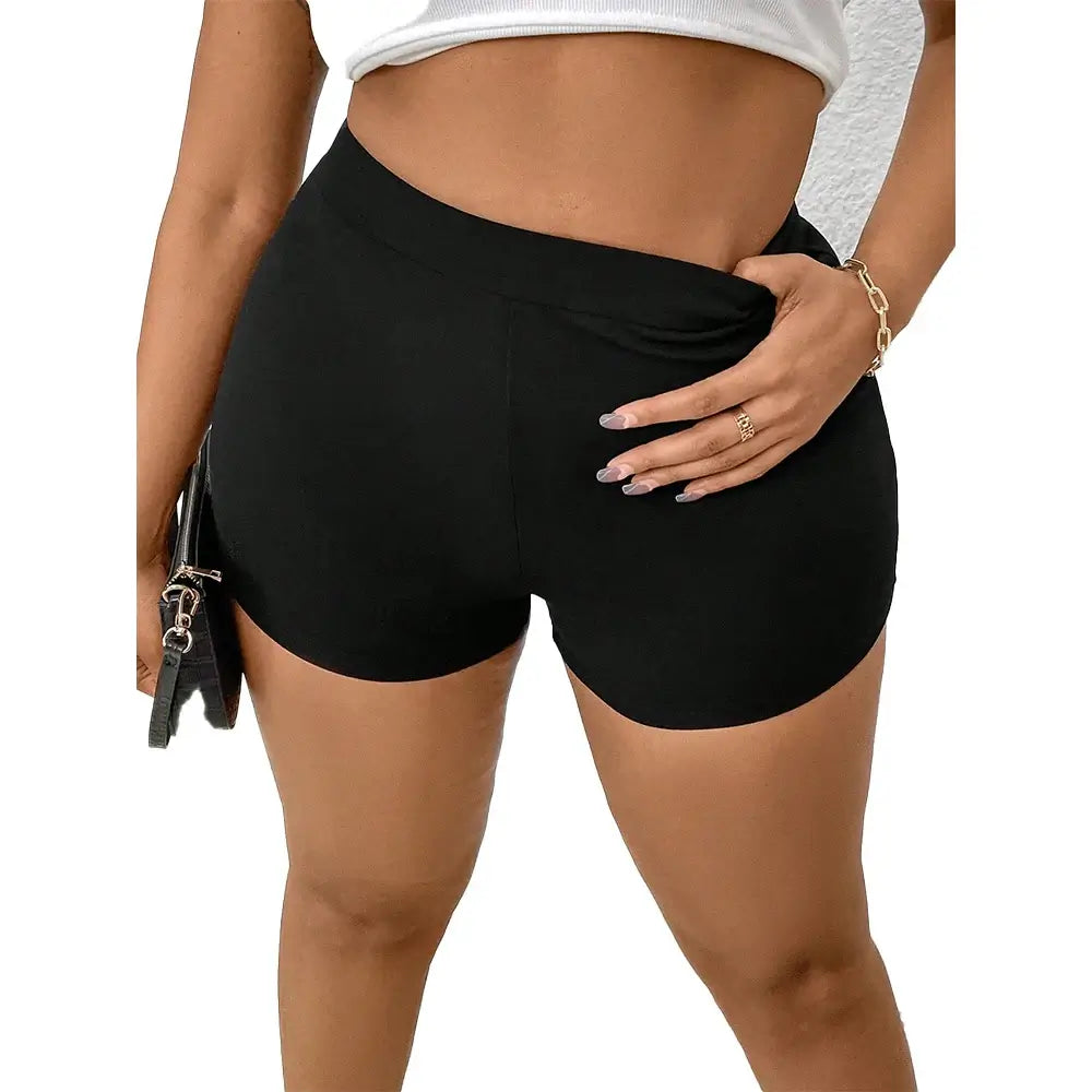 Women Plus Size Asymmetric Mini Shorts