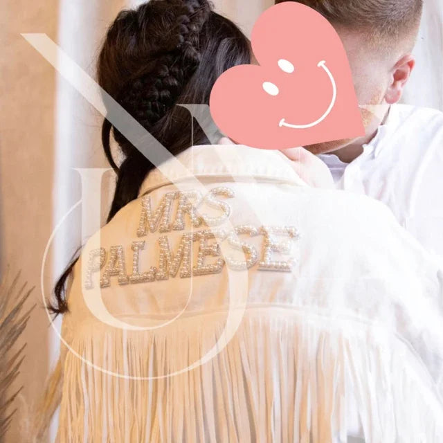 Personalised Pearl Denim Jacket for Bachelorette Party