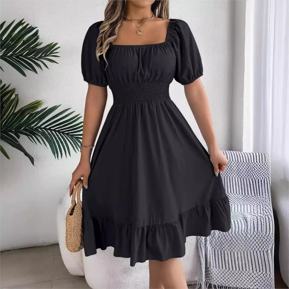 Women Square Neck Summer Dress