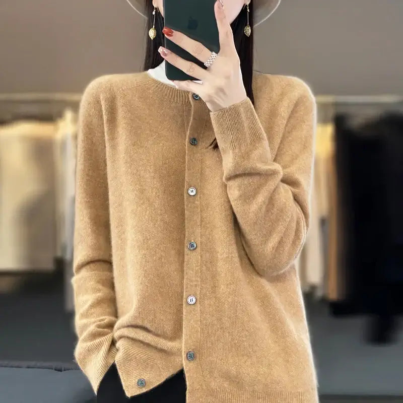 Women Merino Wool Cashmere Cardigan