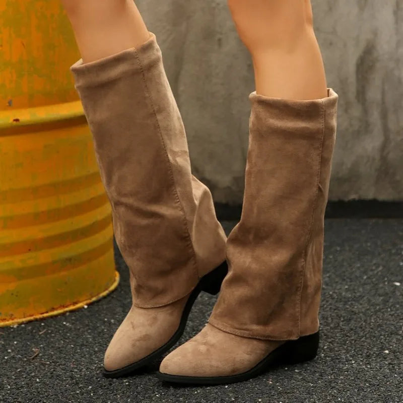 Women’s Knee High Cowboy Denim Boots 2025