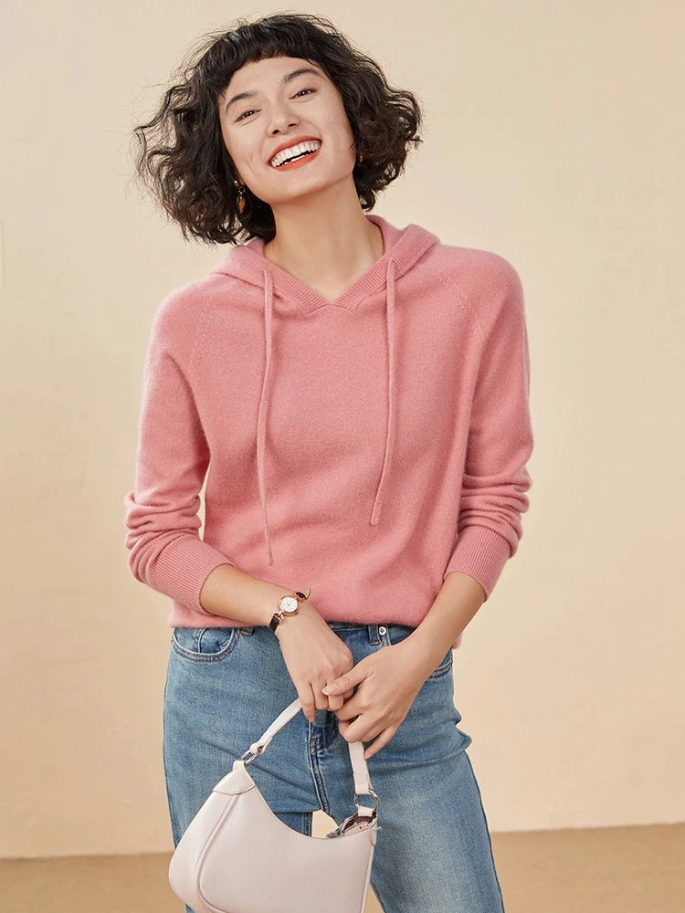 Women's 100% Cashmere Hooded Sweater