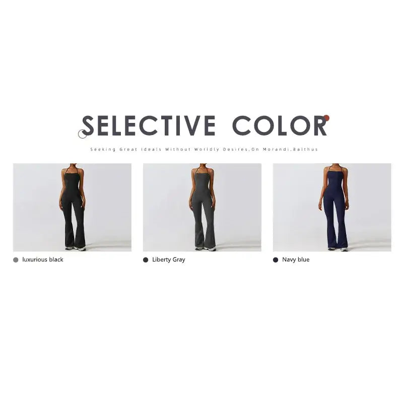Women Backless Flared Yoga Jumpsuit