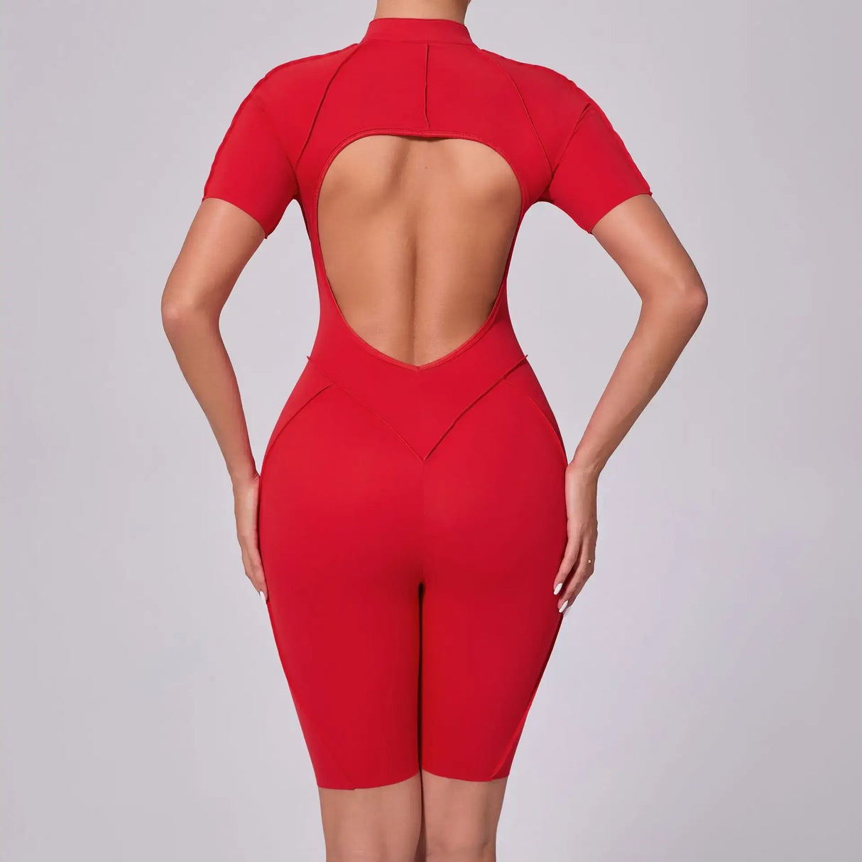 Women Sports Zipper Short Jumpsuit