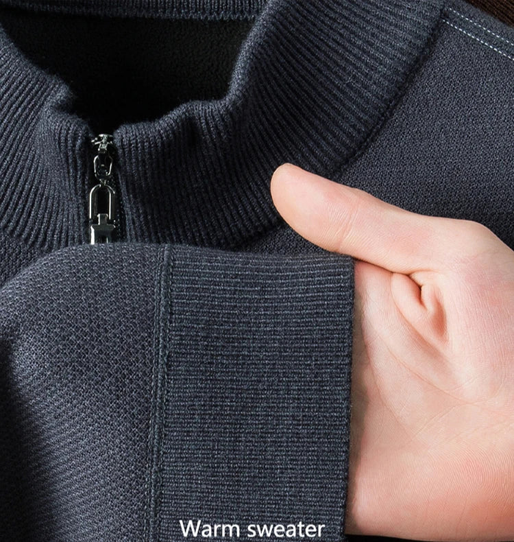 Men Half Zip Velvet Knit Sweater