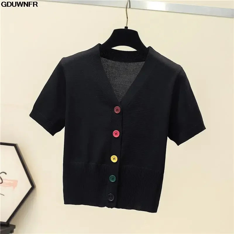 Women's Short Sleeve Crop Knit Sweater