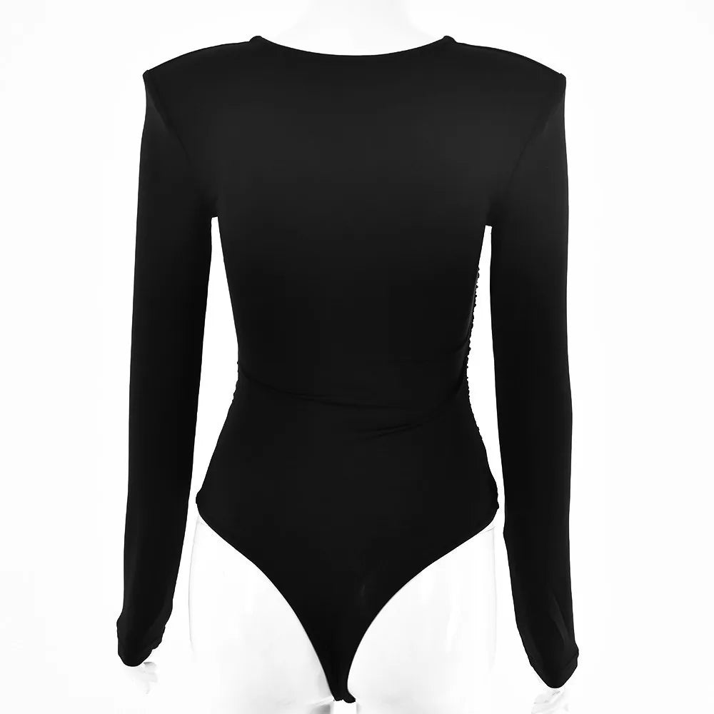 Women's Square Neck Long Sleeve Bodysuit – Sexy Bodycon Streetwear Top