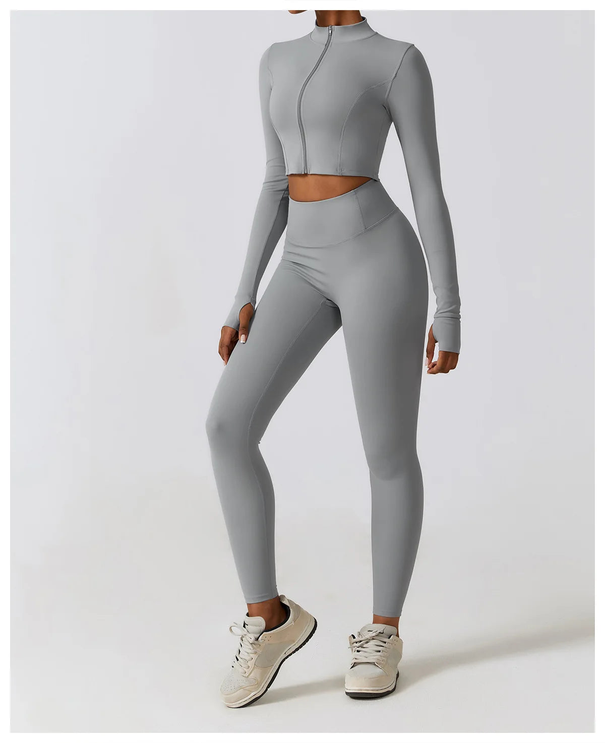 Women's Sexy Zip Long Sleeve Yoga Jacket – Workout Running Cycling Top