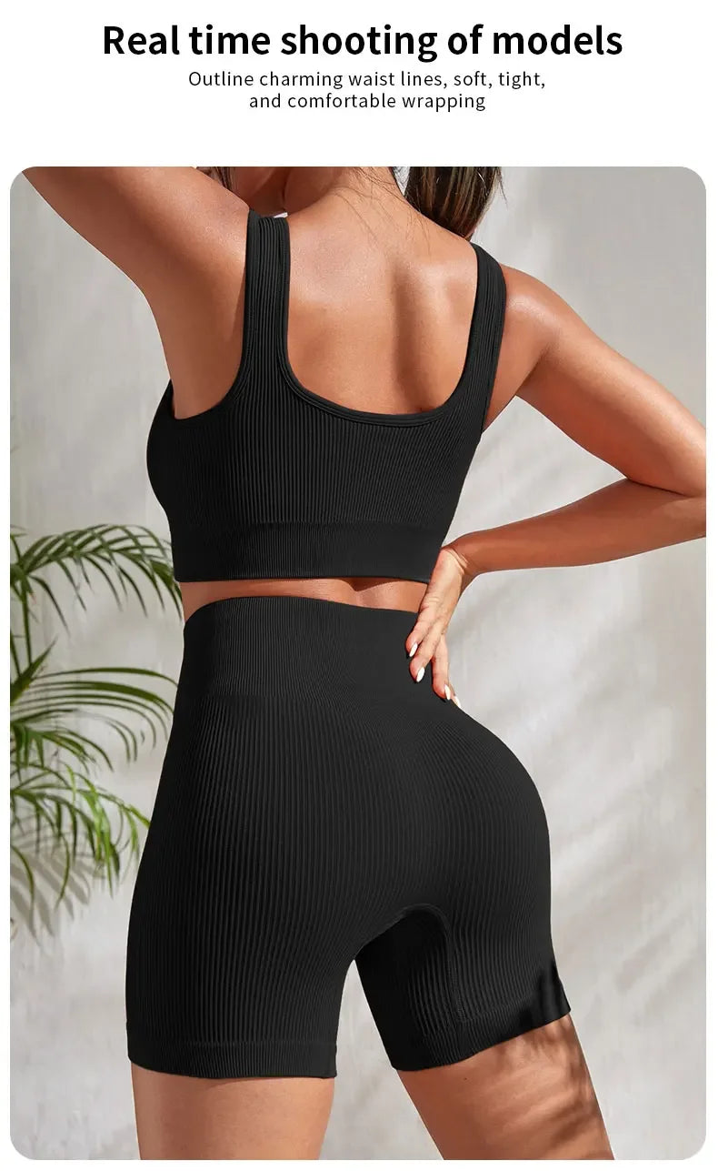 Women Seamless Ribbed Yoga Set