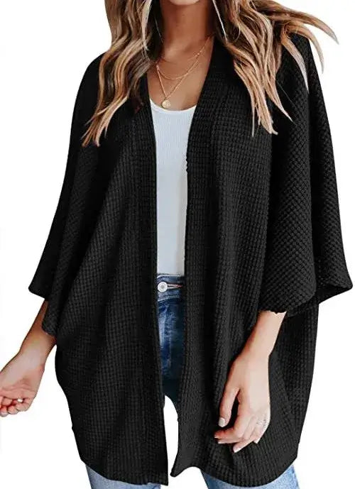 Women Oversized Waffle Knit Cardigan