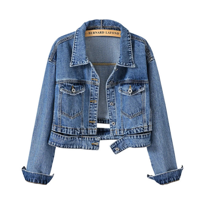 Women's Long Sleeve Denim Lapel Jacket