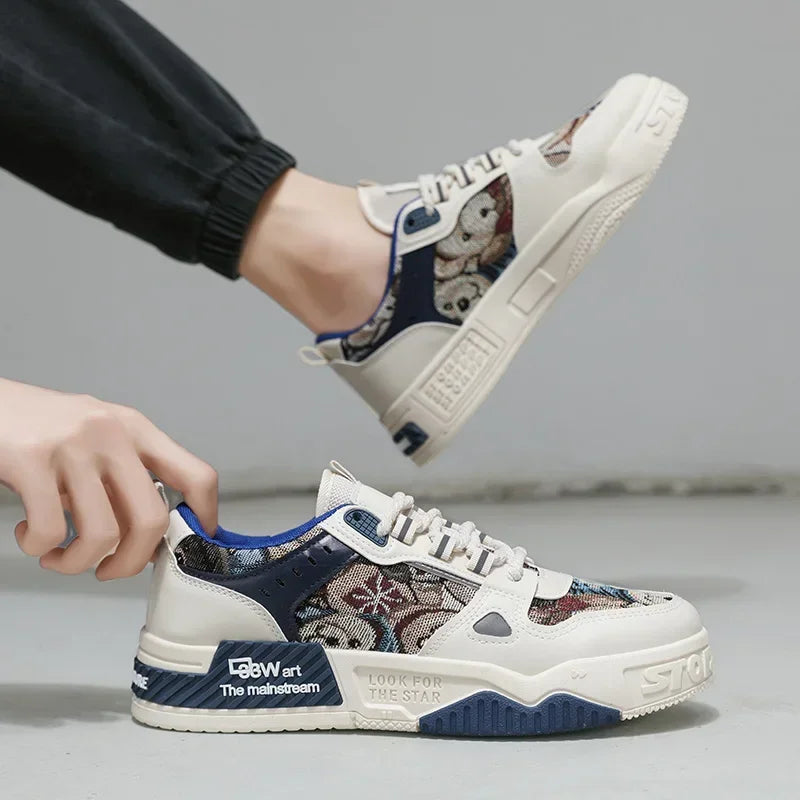 Men Breathable White Skateboard Sneakers