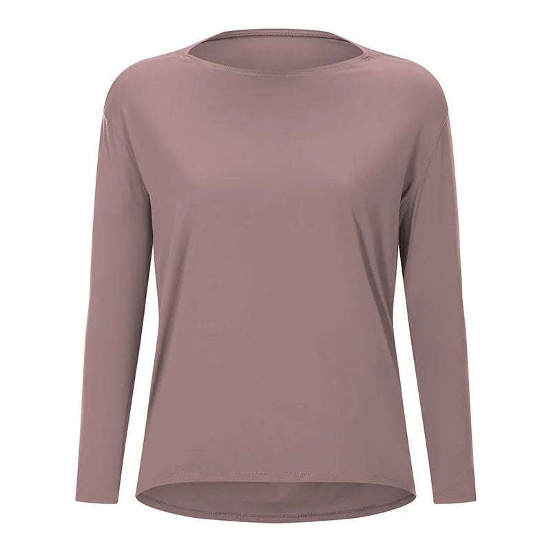 Women's Long Sleeve Yoga Shirt – Quick-Dry Loose Running Training Top