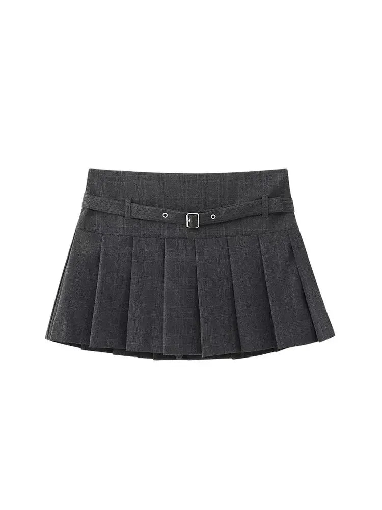 Women's Pleated Belted Skort Shorts