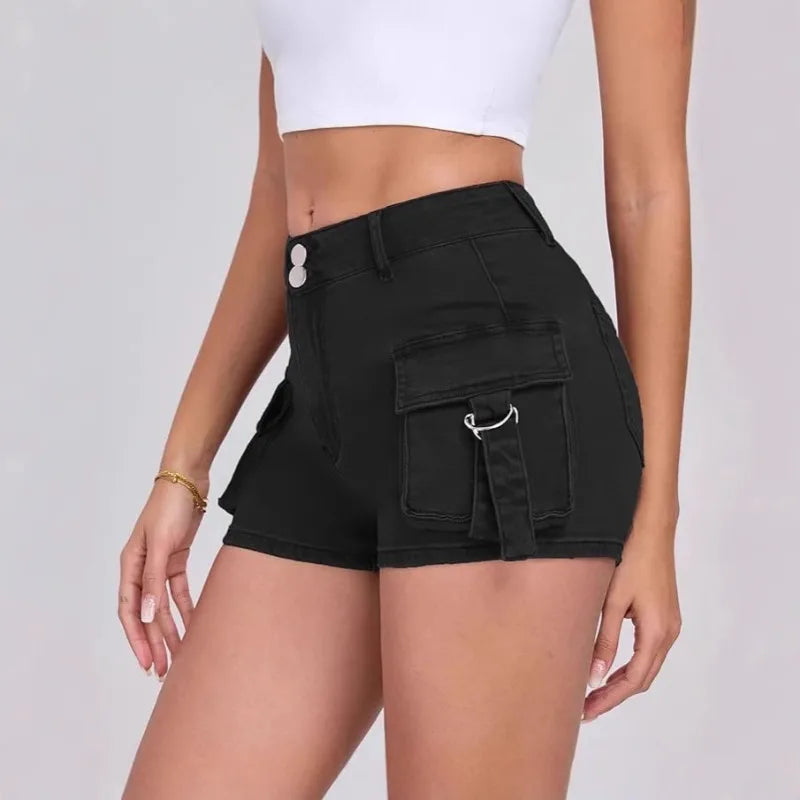 Women's Tight Cargo Denim Shorts