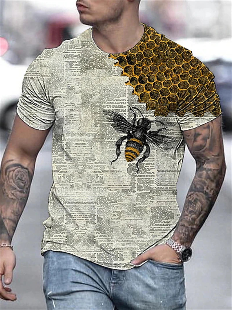 Men's Plus Size 3D Bee Print T-Shirt – Summer