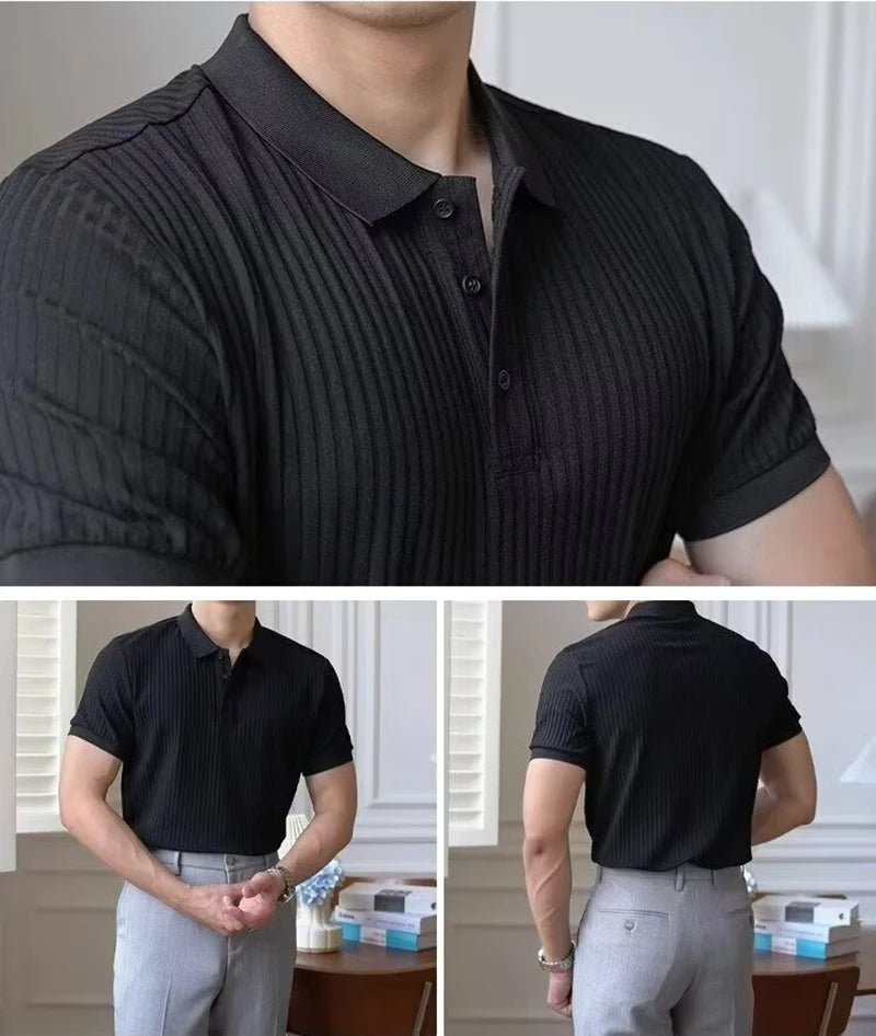 Men Stripe Polo Shirt