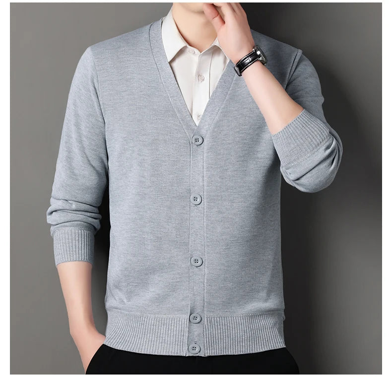 Men V-Neck Knit Cardigan