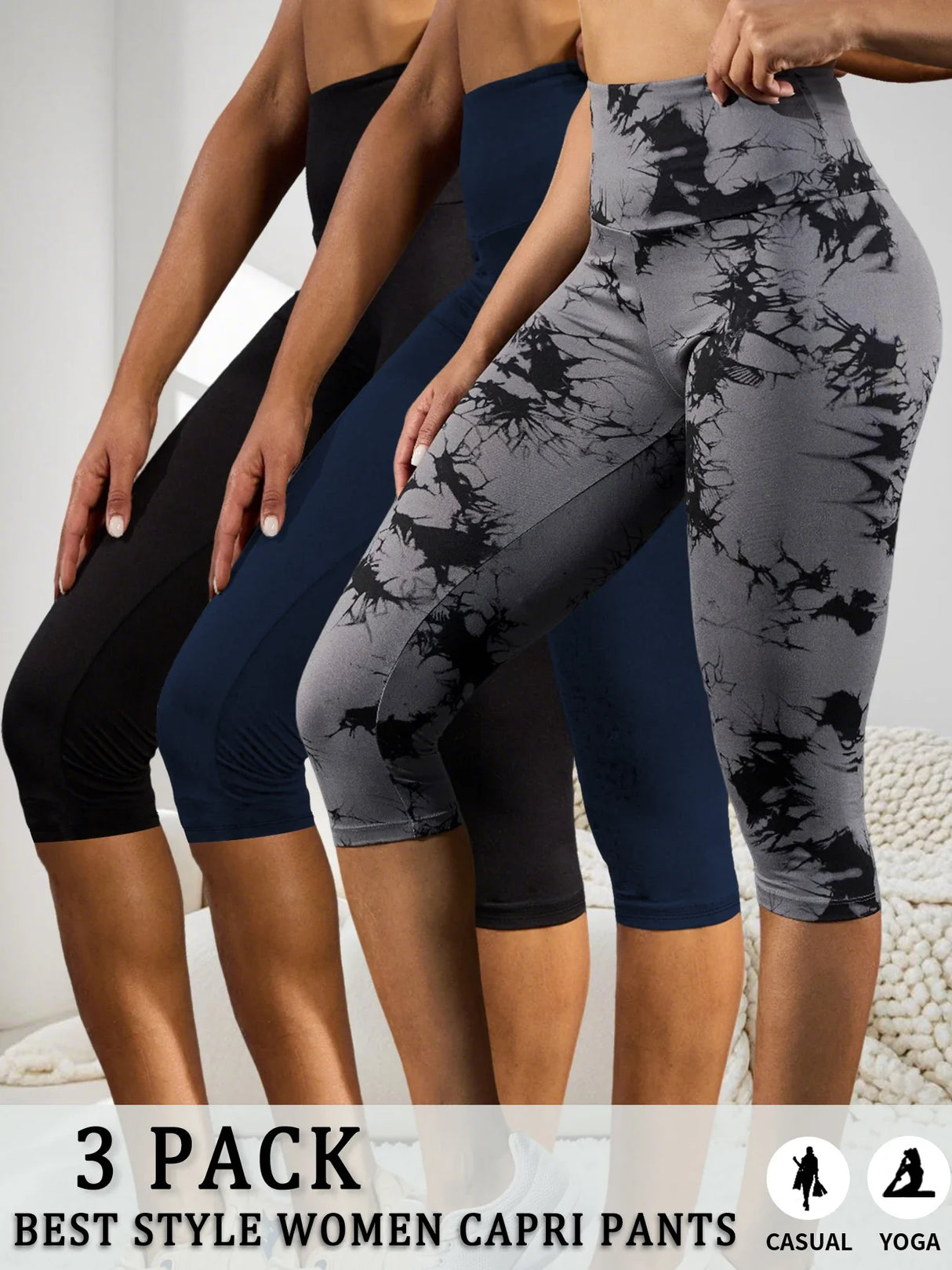 Women 3-Pack High Waist Capri Yoga Leggings