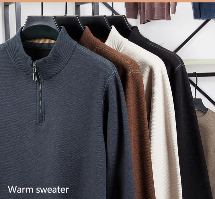 Men Half Zip Velvet Knit Sweater