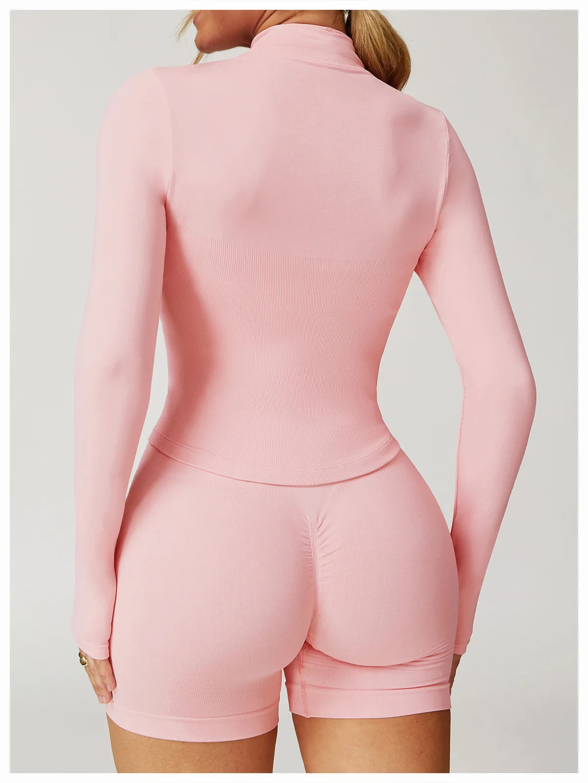 Ribbed Women's Yoga Jacket – Long Sleeve Standing Collar Fitness Top