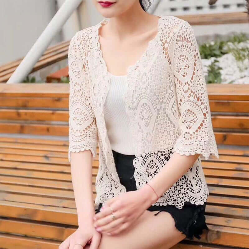 Women Crochet Lace Shrug Cardigan