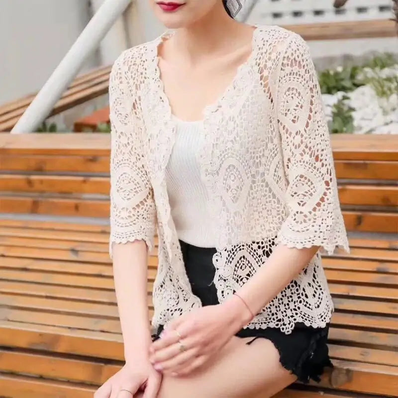 Women Crochet Lace Shrug Cardigan