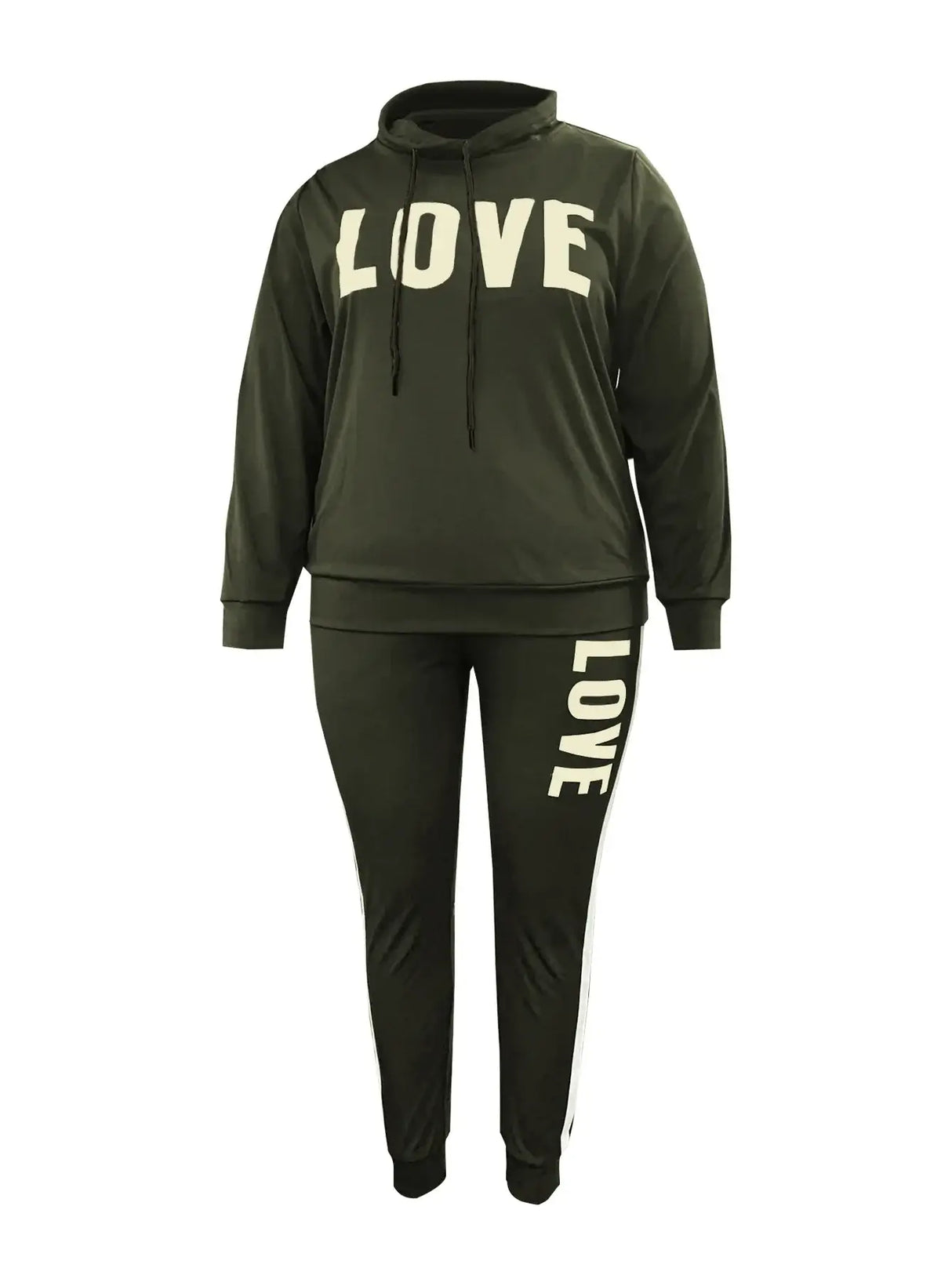 Women Plus Size Striped Sweatsuit