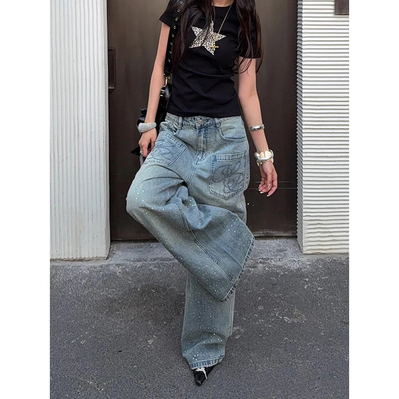 VintaJean™ – Y2K Baggy Blue Harajuku Denim Pants (Retro, Loose & Iconic)