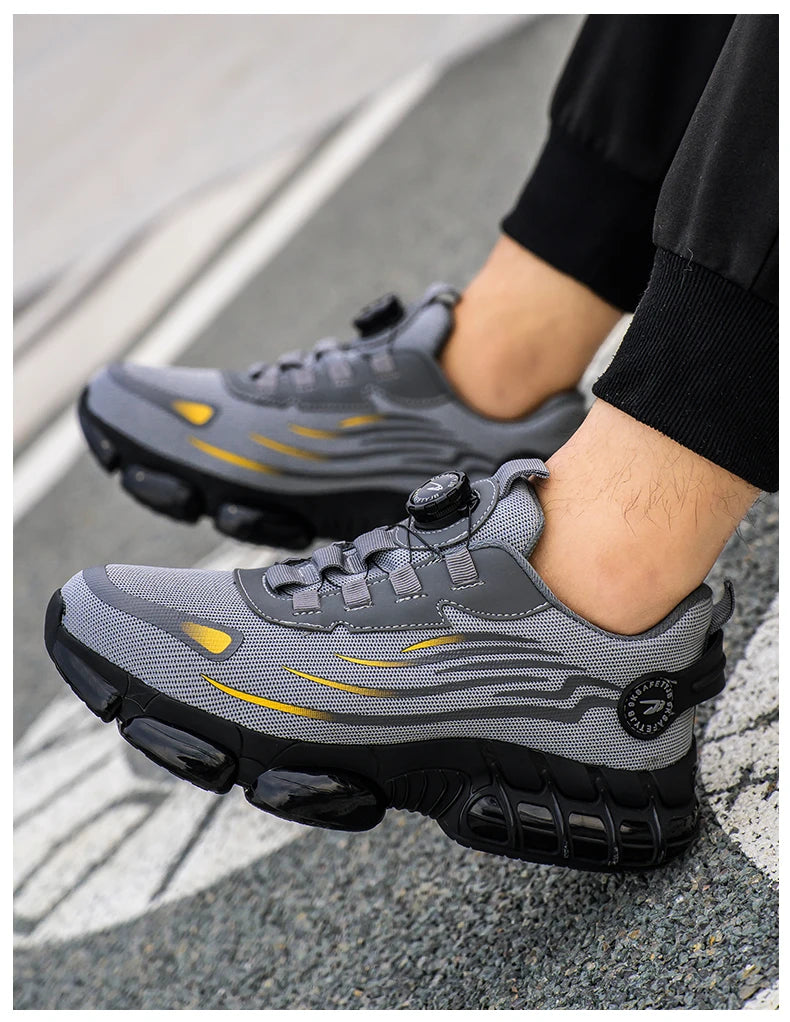 Men Rotating Button Steel Toe Safety Shoes