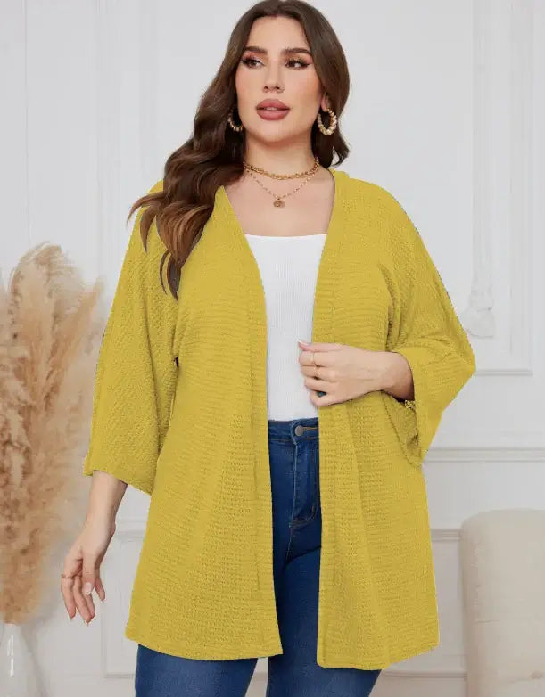 Women Oversized Waffle Knit Cardigan