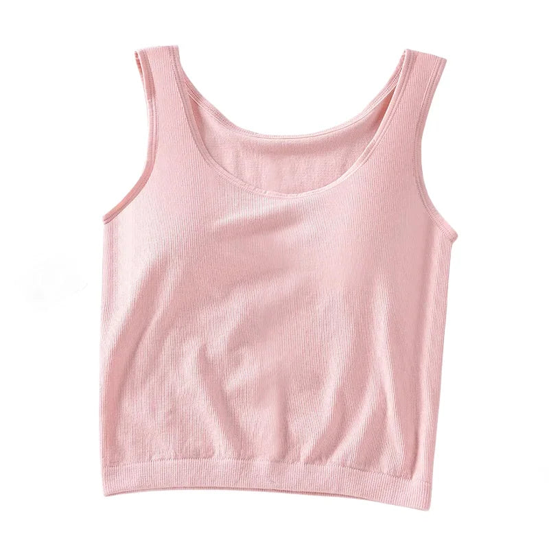 KnitMuse™ Soft Pink Knitted Camisole, perfect for summer layering and casual wear.