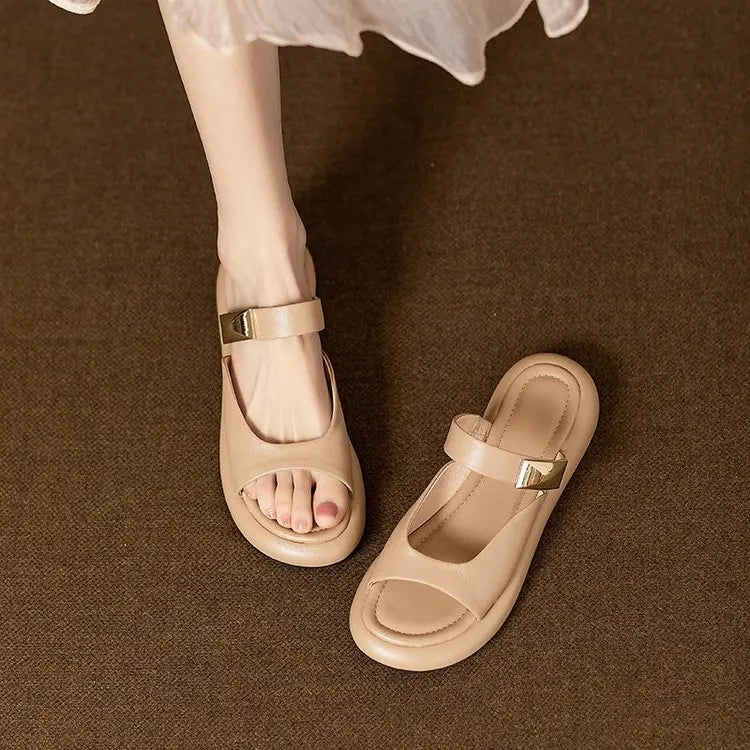 Women Minimalist White Slide Sandals