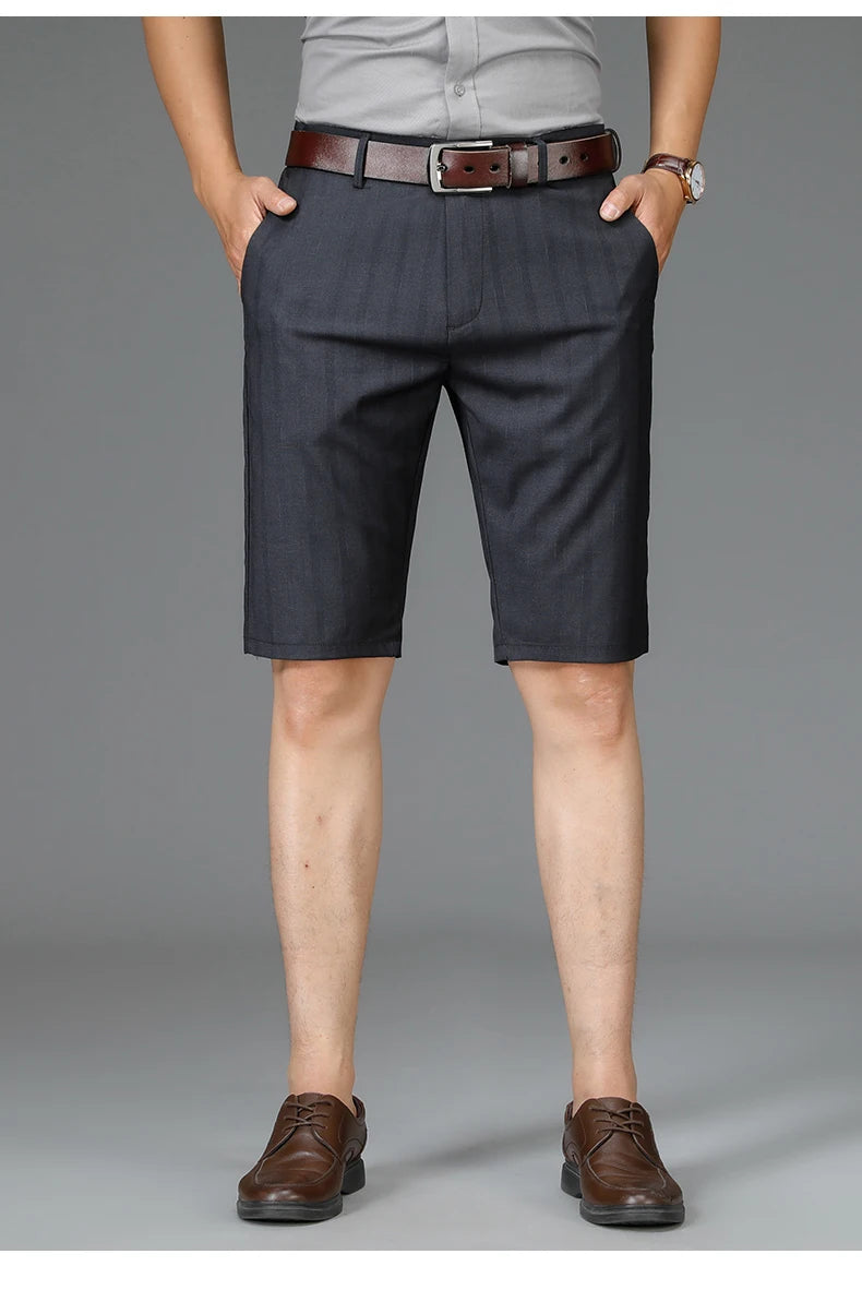 Men Striped Business Shorts