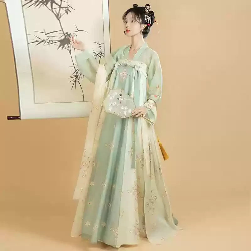 Elegant Hanfu traditional dress in soft pastel colors, perfect for parties and cultural events.
