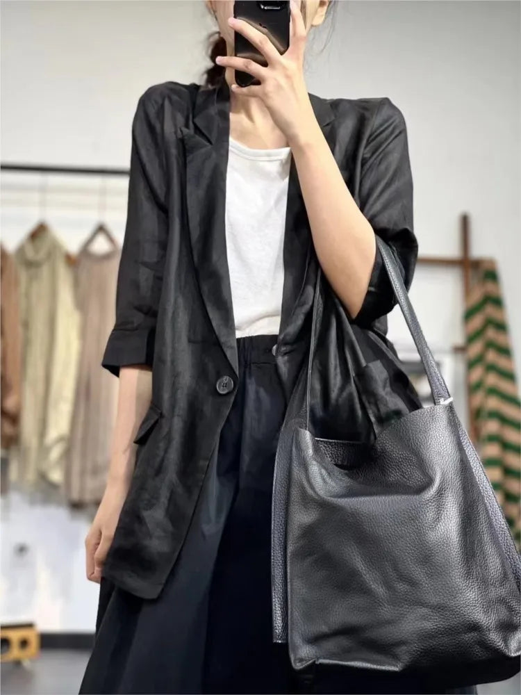 Oversized Loose Pleated Women's Blazer Coat