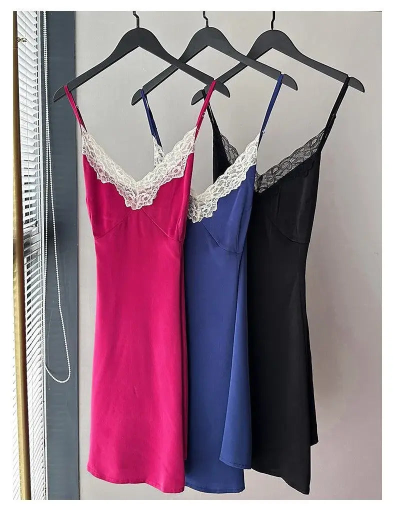 Women Plus Size Lace Splicing Nightdress Loose Pajama