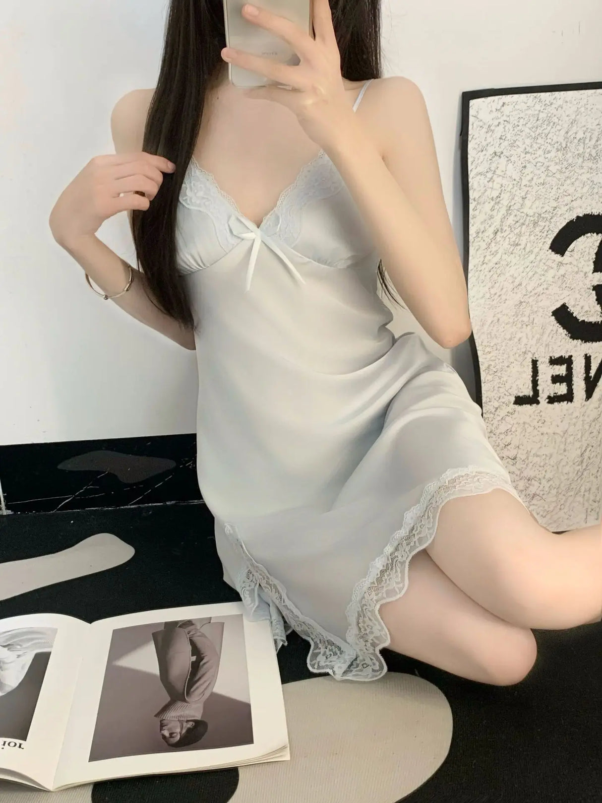 Women Satin Robe Nighty Set