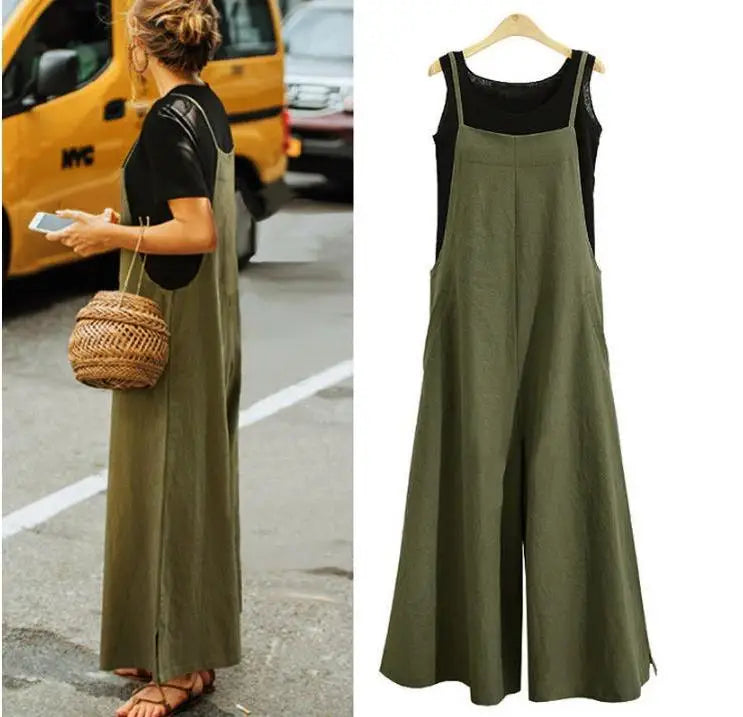 Women Cotton Wide Leg Jumpsuit