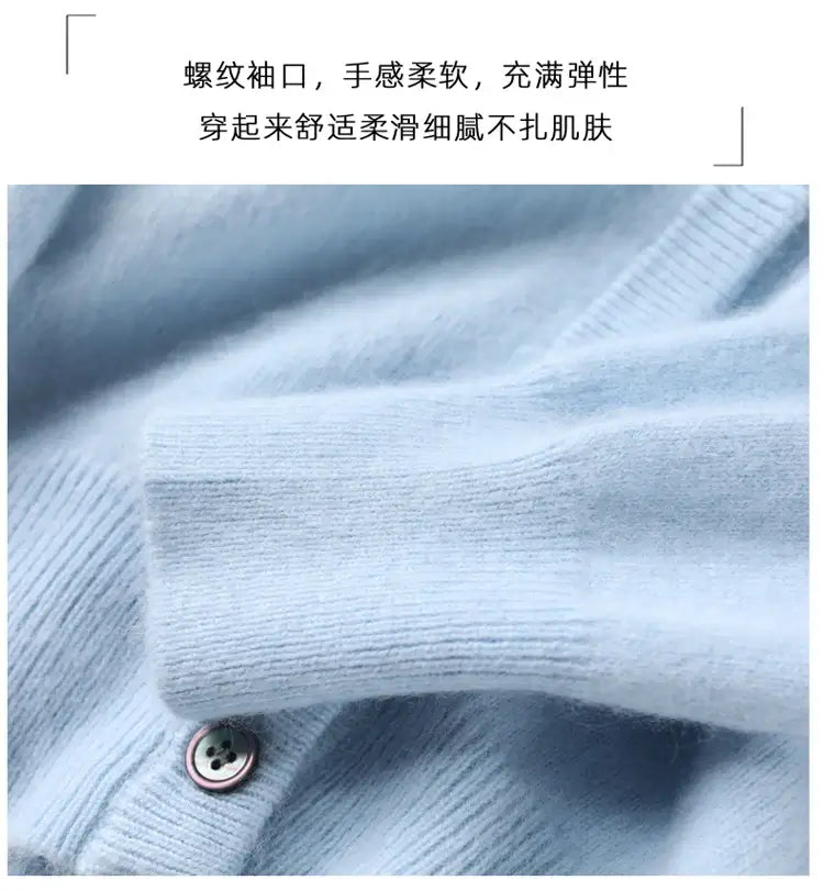 Women Mink Cashmere Knit Cardigan